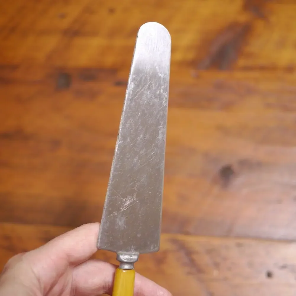 Vintage 40s Butterscotch Bakelite Stainless Steel Cake Knife Server TESTED